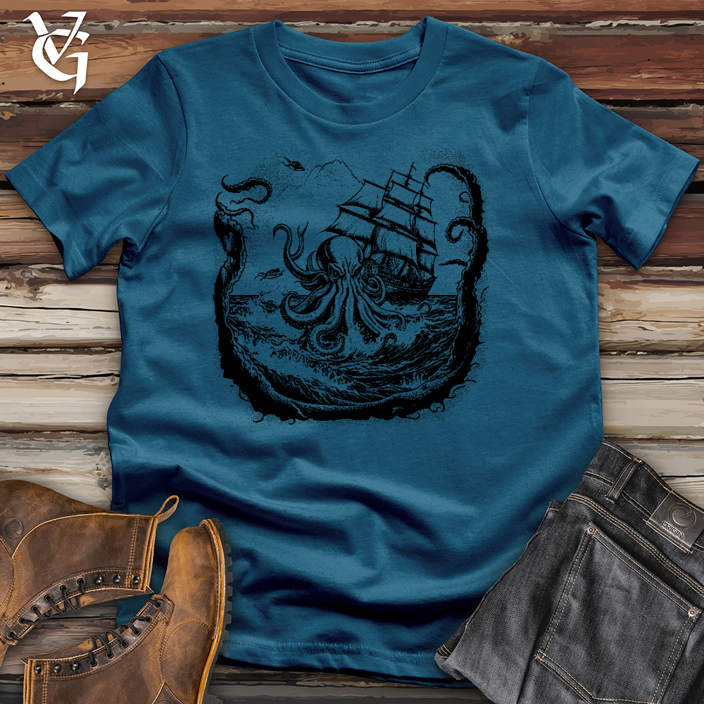 Viking Goods Octopus At Sea Cotton Tee Deep Teal / L