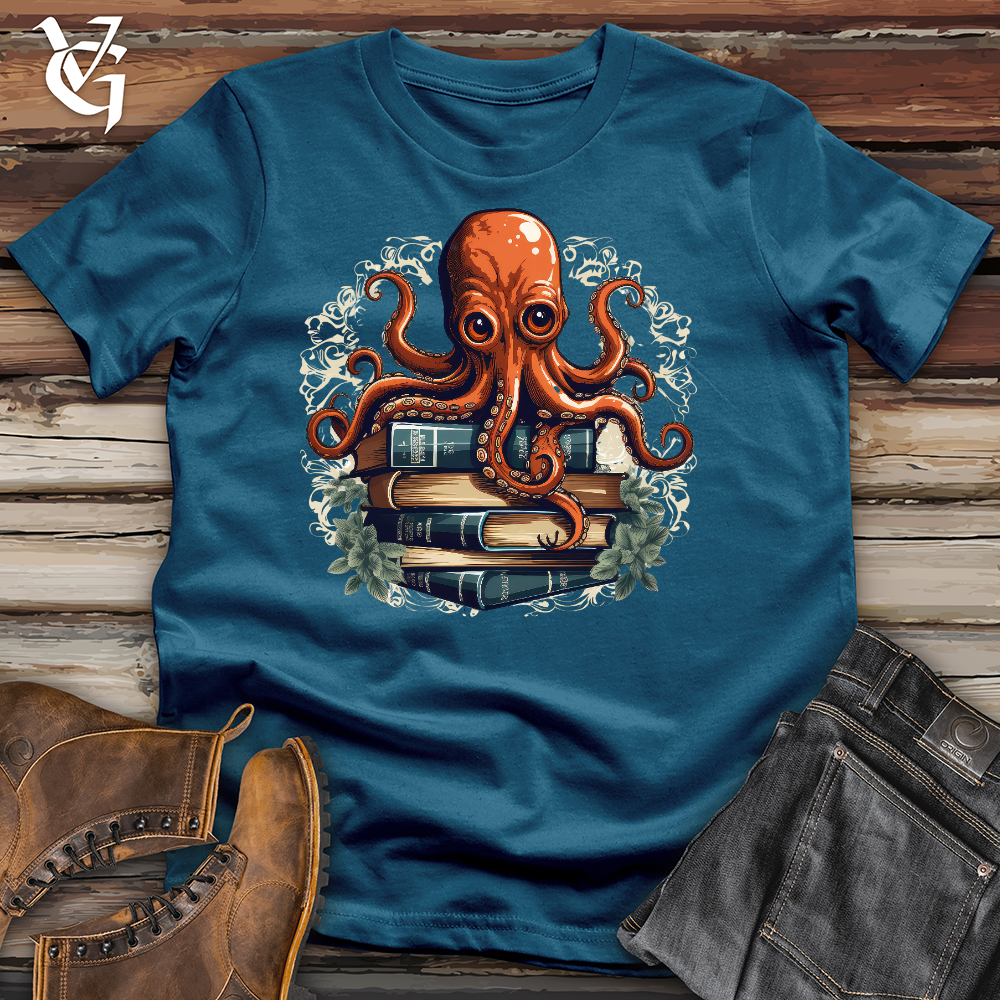 Viking Goods Octopus Book Lover Cotton Tee Deep Teal / L