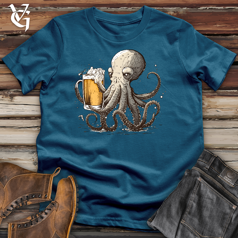Viking Goods Octopus Happy Hour Cotton Tee Deep Teal / L