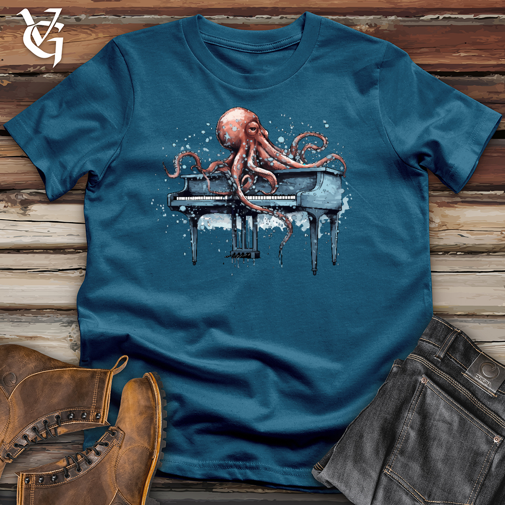 Viking Goods Octopus Pianist Cotton Tee Deep Teal / L