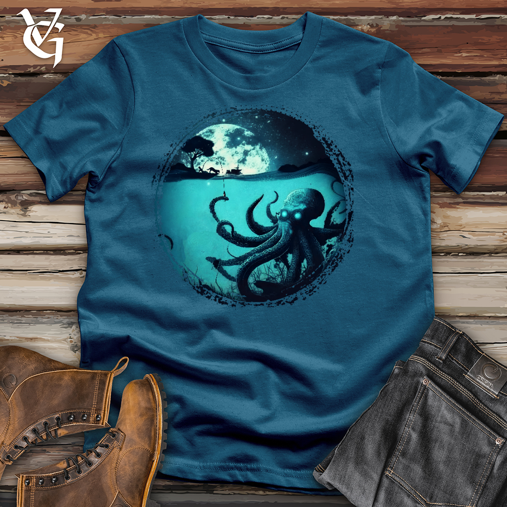 Viking Goods Octopus Under The Moon Cotton Tee Deep Teal / L