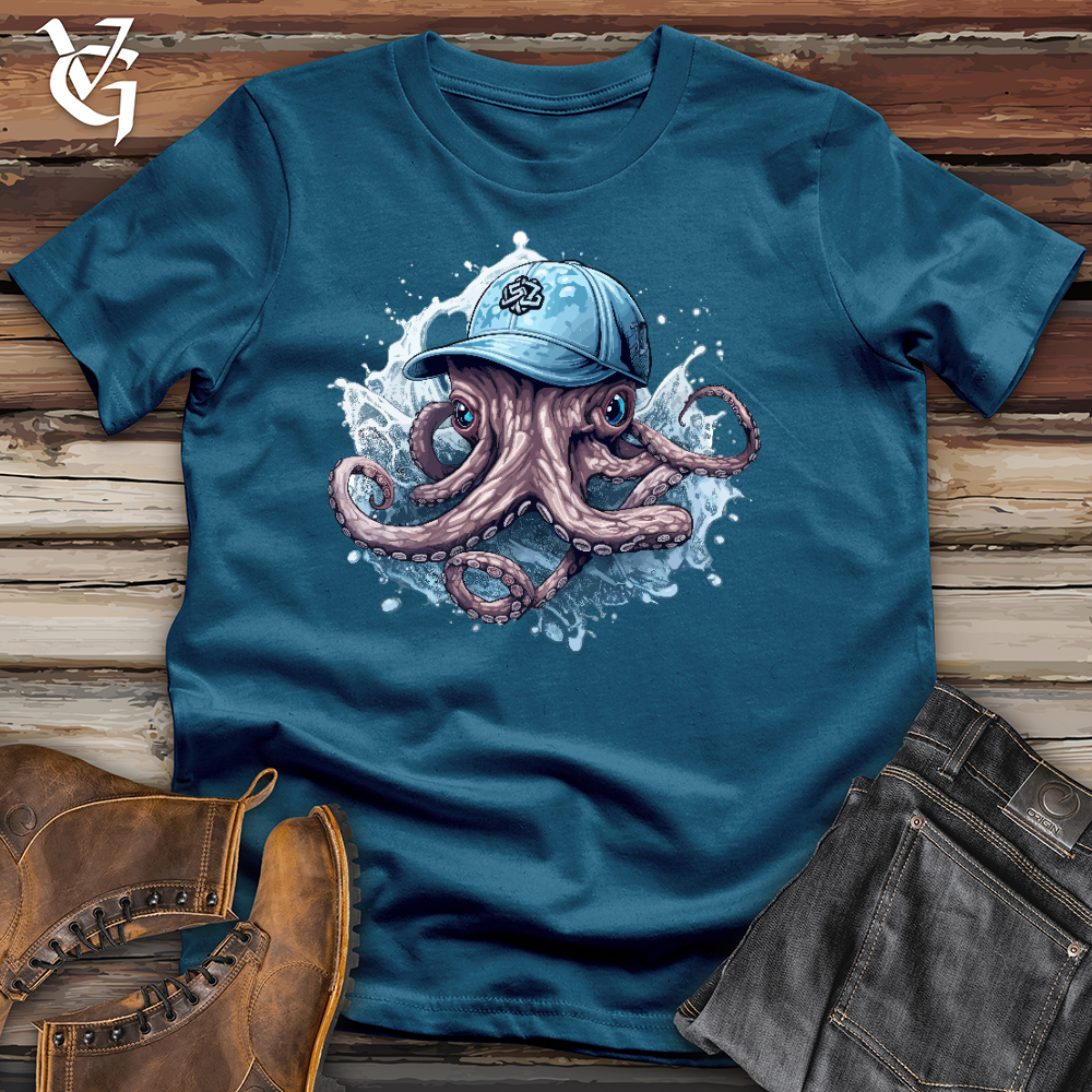 Viking Goods Octopus Wearing a Baseball Cap Cotton Tee Deep Teal / L
