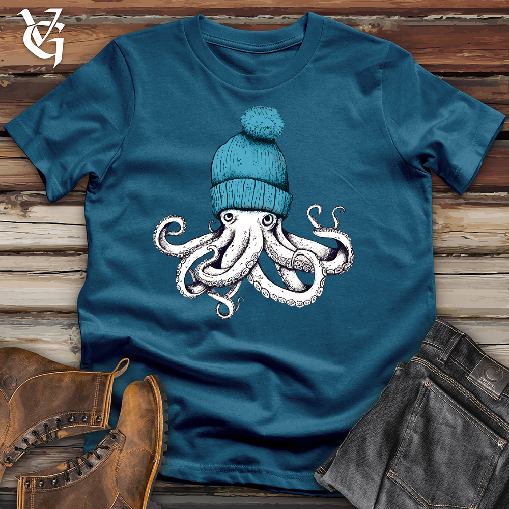 Viking Goods Octopus Wearing Beanie Cotton Tee Deep Teal / L