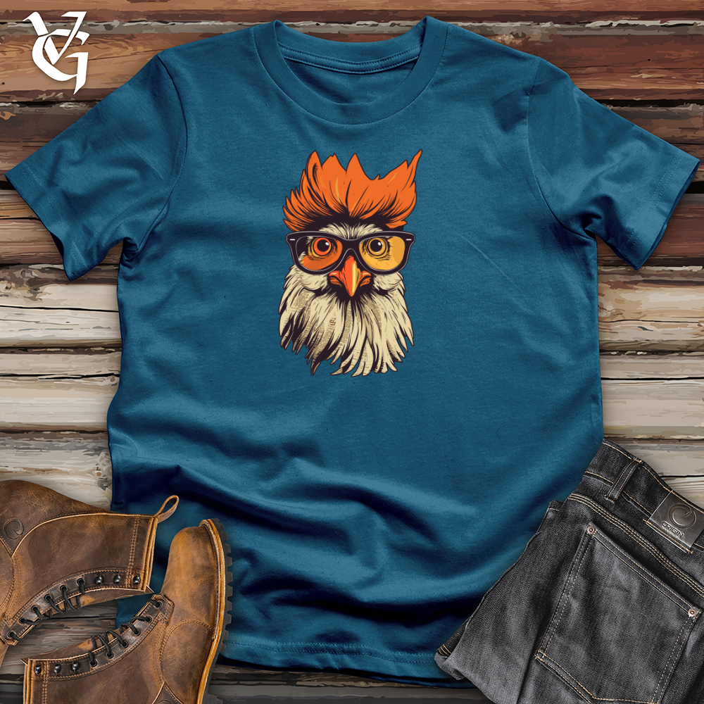 Viking Goods Orange Hair Hipster Chicken Cotton Tee Deep Teal / L