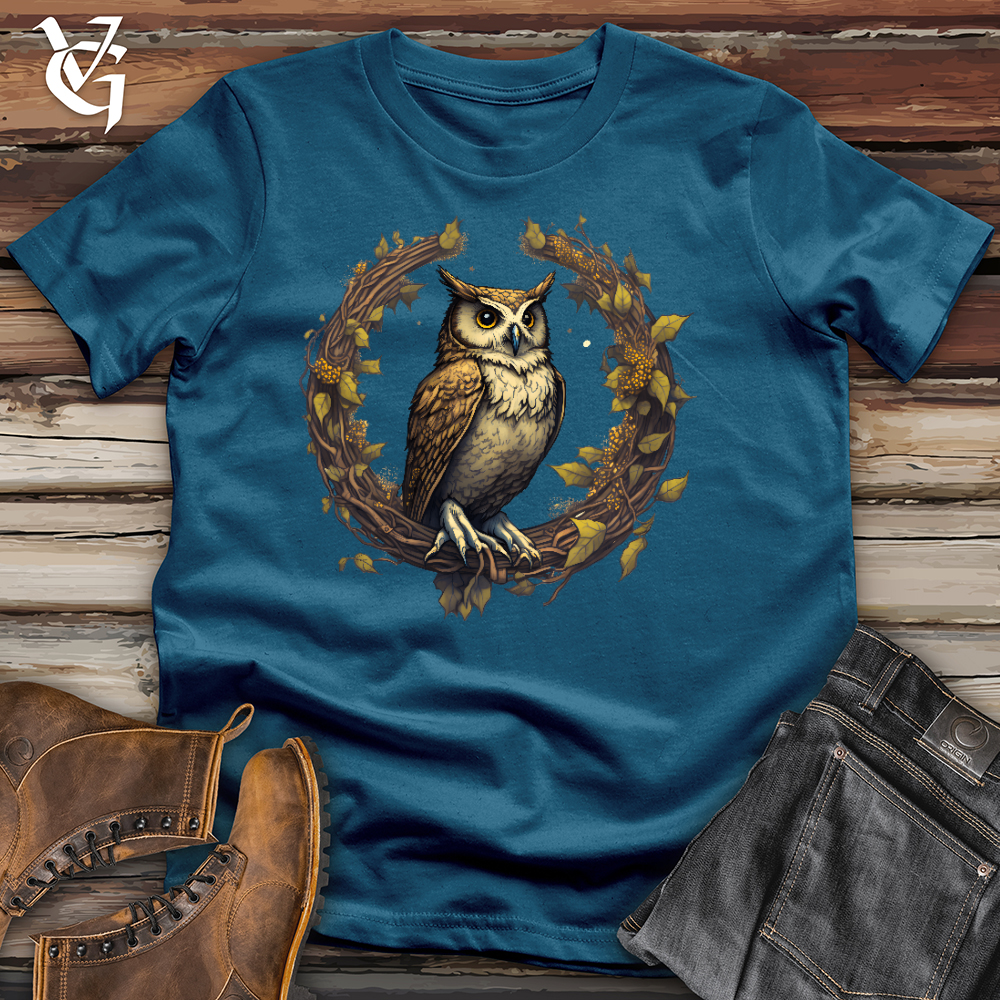 Viking Goods Owl Lunar Wreath Cotton Tee Deep Teal / L