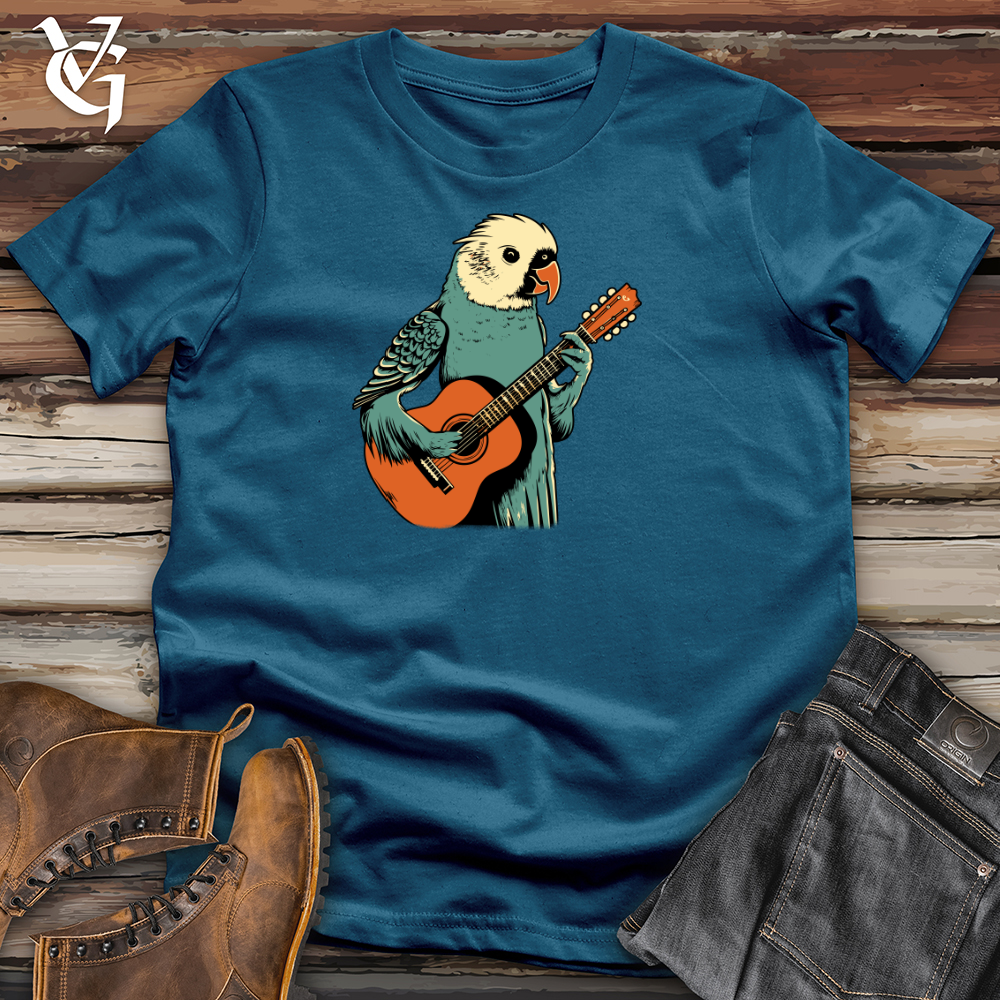 Viking Goods Parakeet Strumming Guitar Cotton Tee Deep Teal / L
