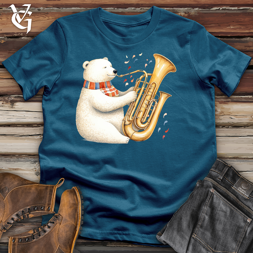 Viking Goods Polar Bear Tuba Player Cotton Tee Deep Teal / L