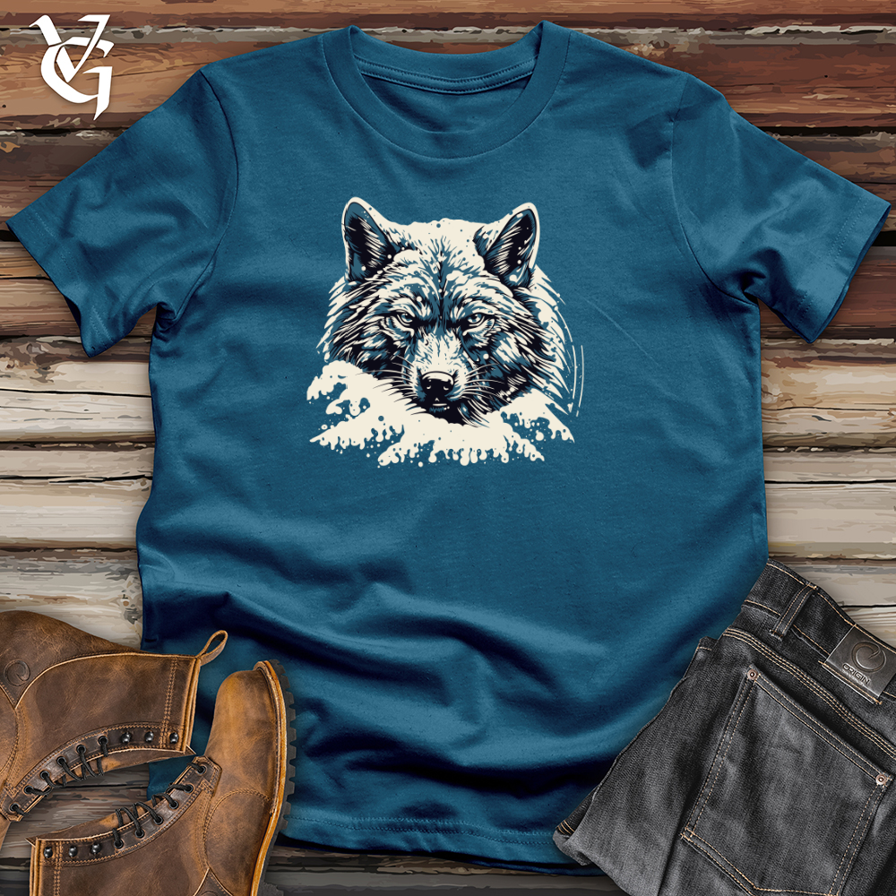 Viking Goods Retro Blizzard Wolf Cotton Tee Deep Teal / L
