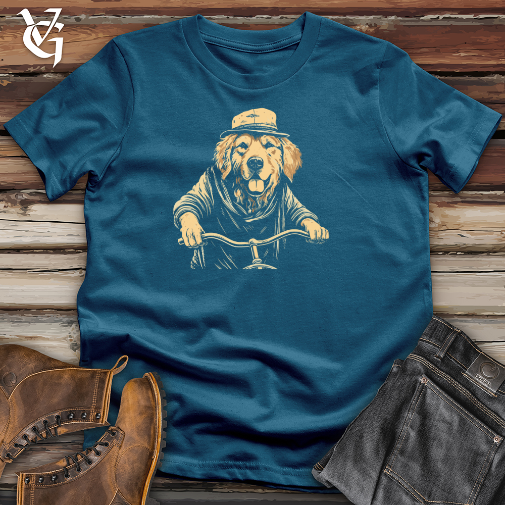 Viking Goods Retro Cruiser Golden Retriever Cotton Tee Deep Teal / L