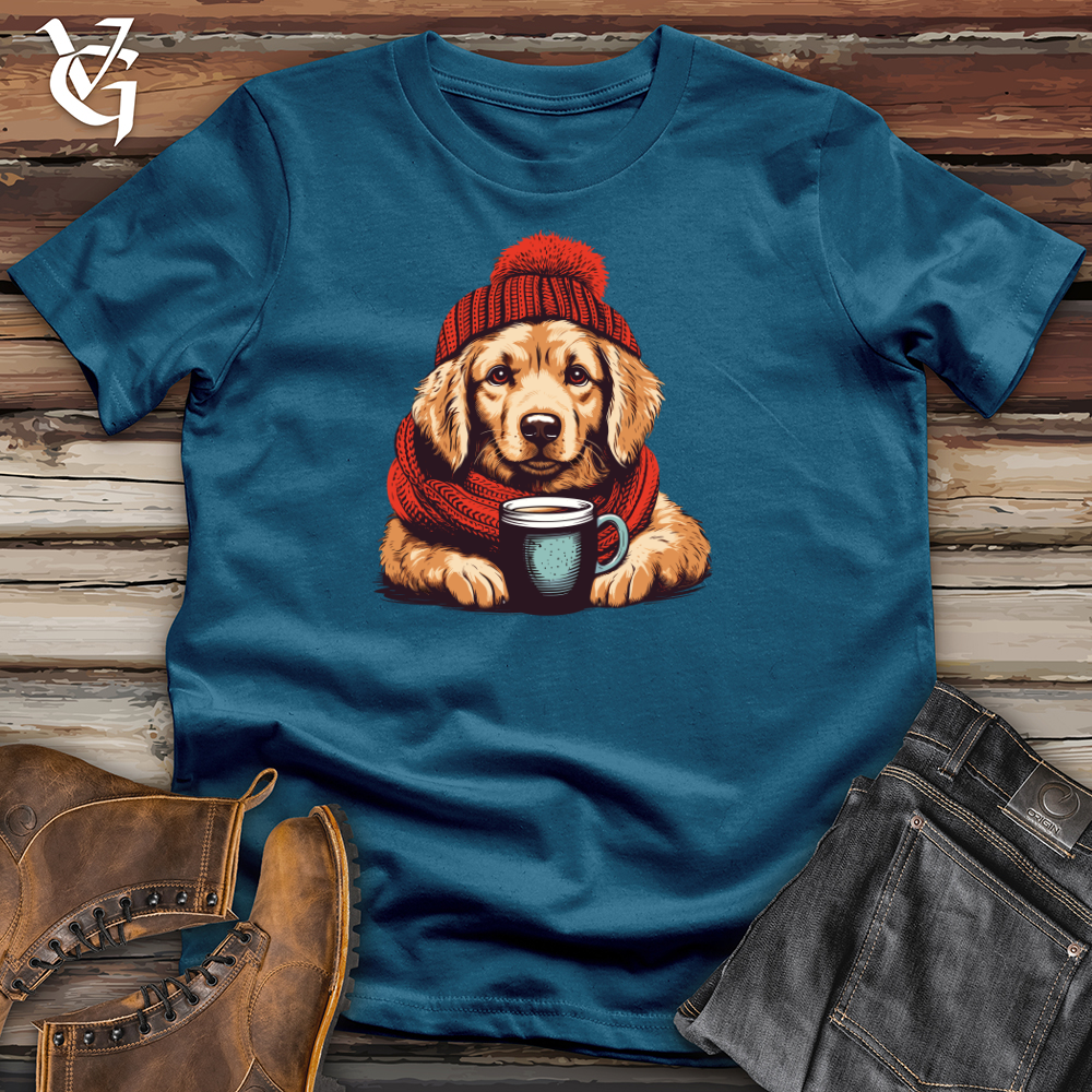 Viking Goods Retro Pom Pom Golden Retriever Cotton Tee Deep Teal / L