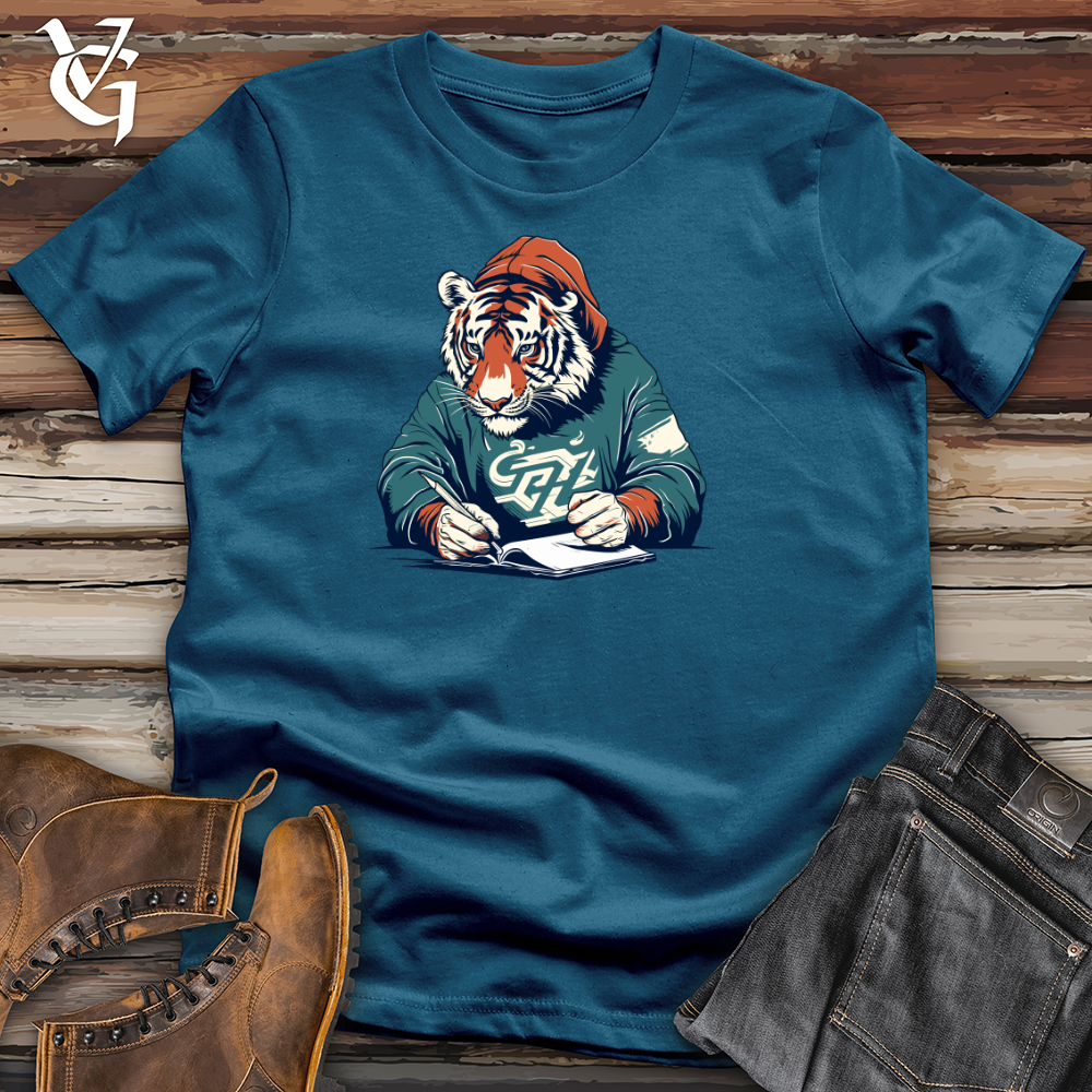Viking Goods Retro Scribbling Tiger Cotton Tee Deep Teal / L