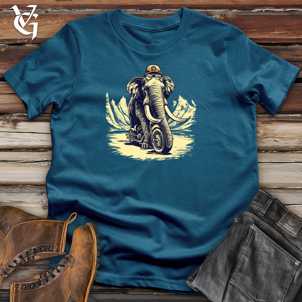 Viking Goods Scooter Adventure Wooly Mammoth Style Cotton Tee Deep Teal / L
