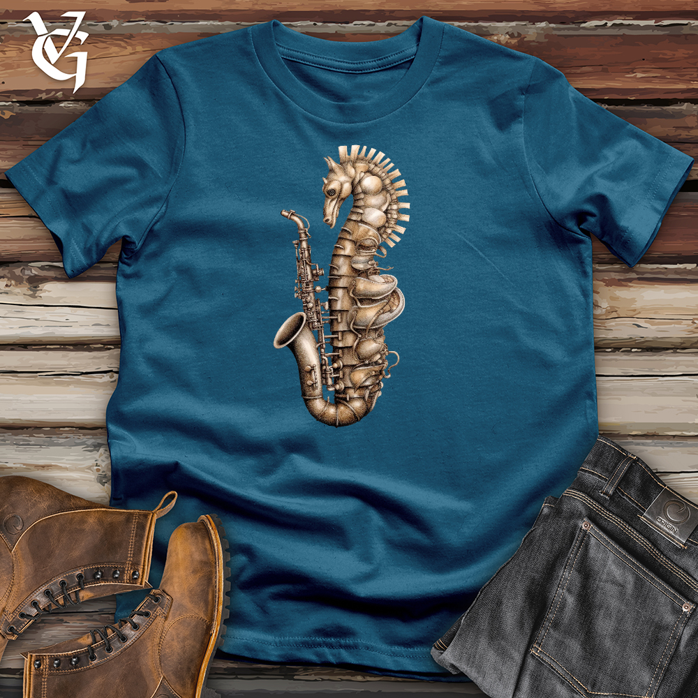 Viking Goods Seahorse Saxophone Cotton Tee Deep Teal / L