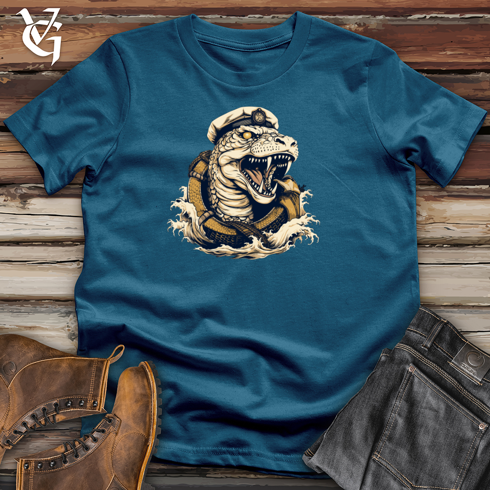 Viking Goods Serpent Sea Captain Cotton Tee Deep Teal / L
