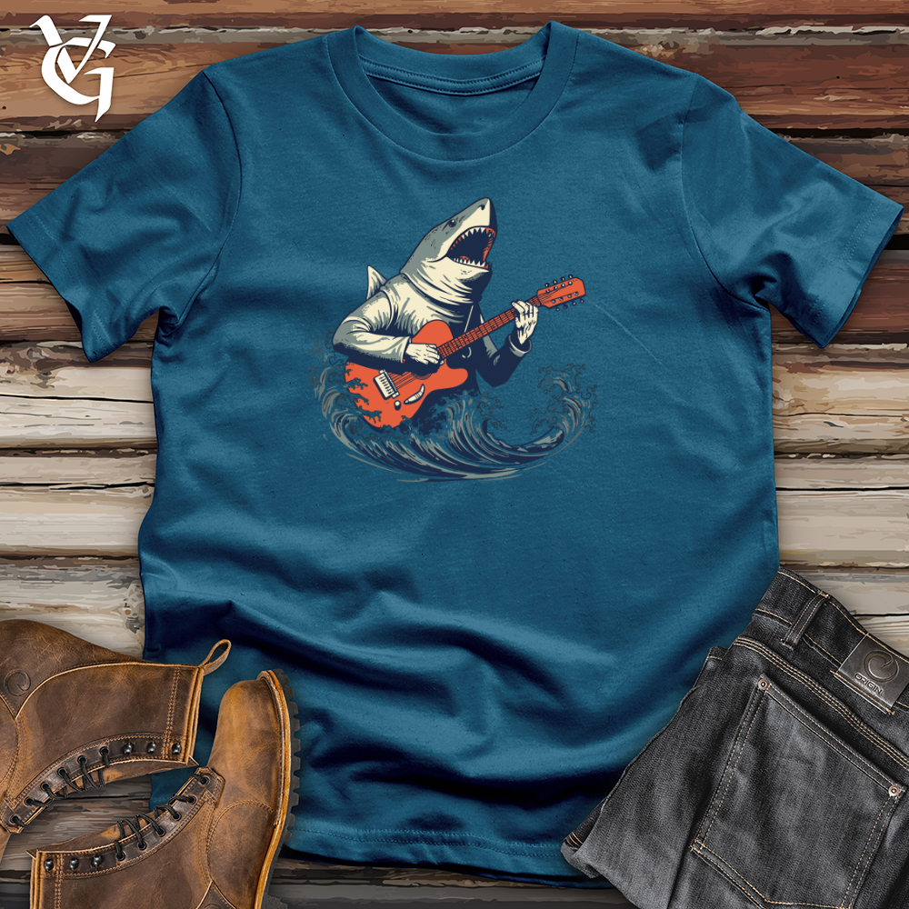 Viking Goods Shark Deep Dive Guitar Groove Cotton Tee Deep Teal / L