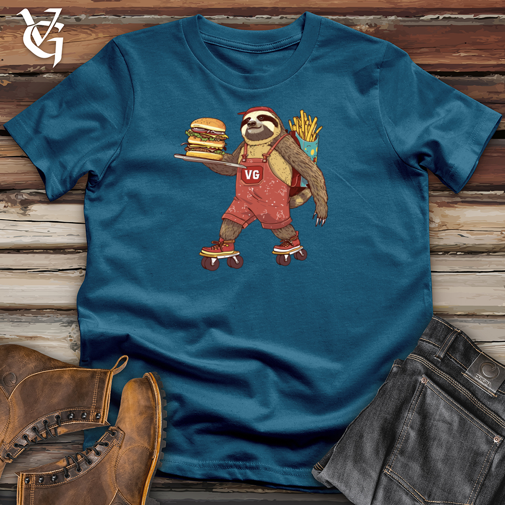 Viking Goods Skater Sloth Feast Cotton Tee Deep Teal / L