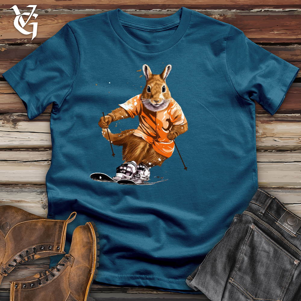 Viking Goods Skiing Squirrel Cotton Tee Deep Teal / L
