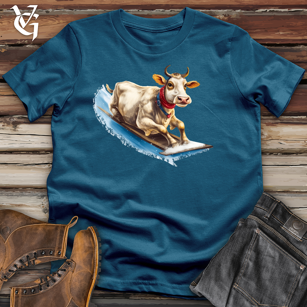 Viking Goods Sledding Cow Cotton Tee Deep Teal / L