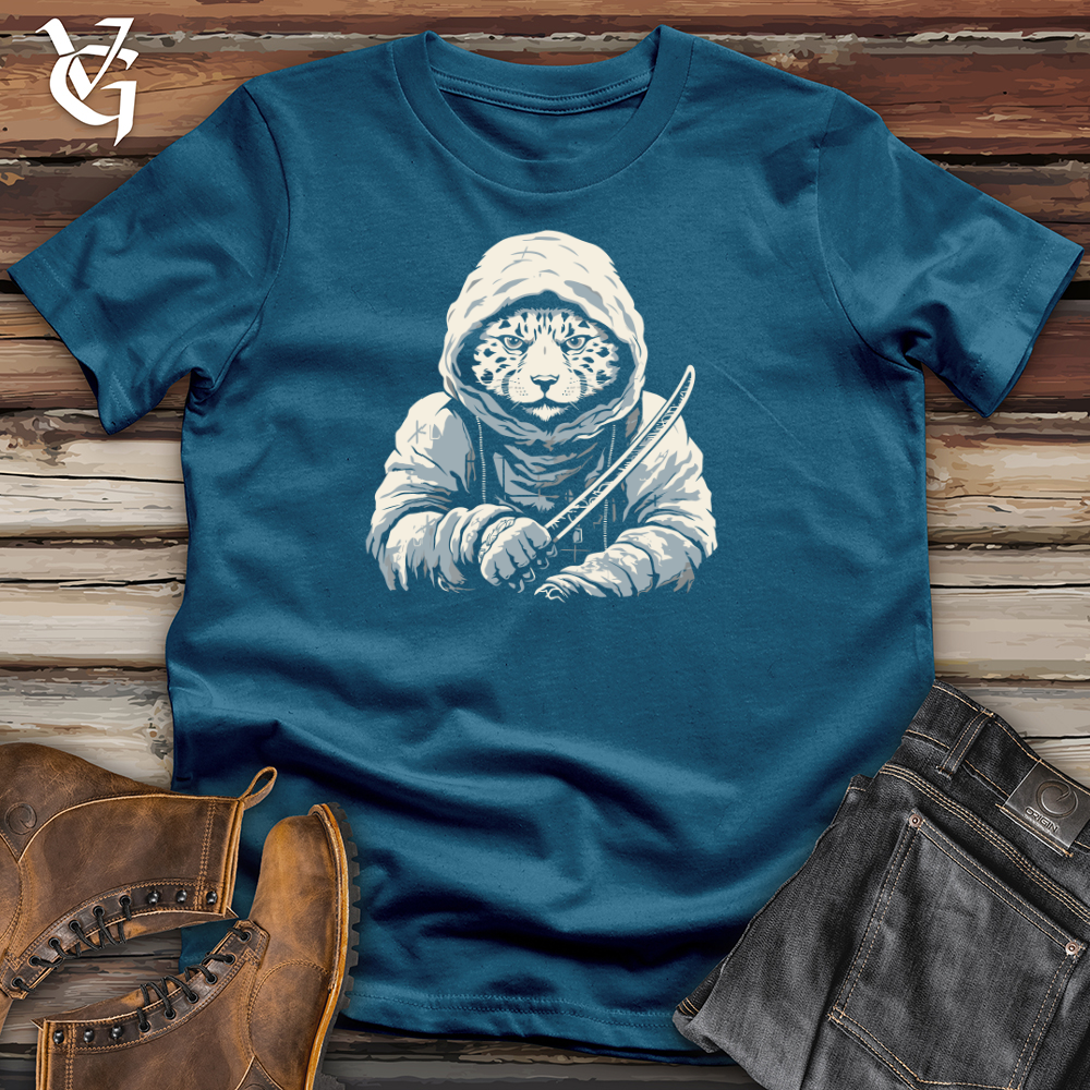 Viking Goods Snow Leopard Samurai Cotton Tee Deep Teal / L