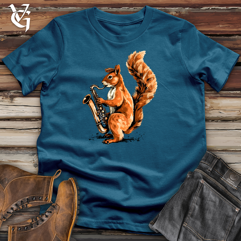 Viking Goods Squirrel Playing The Saxophone Cotton Tee Deep Teal / L