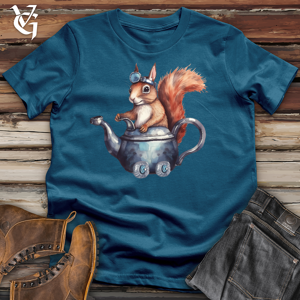 Viking Goods Squirrel Tea Pot Ride Cotton Tee Deep Teal / L