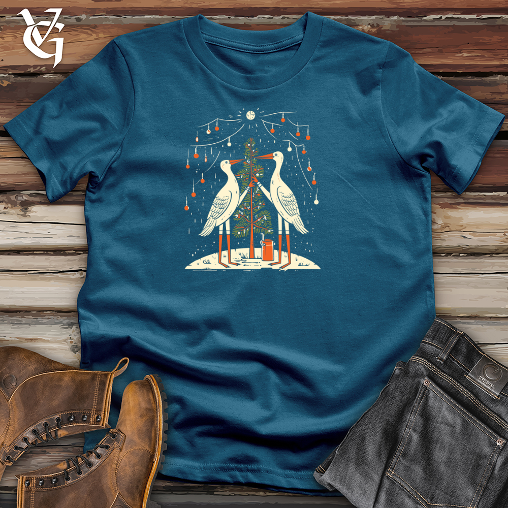 Viking Goods Storks Festive Gathering Cotton Tee Deep Teal / L