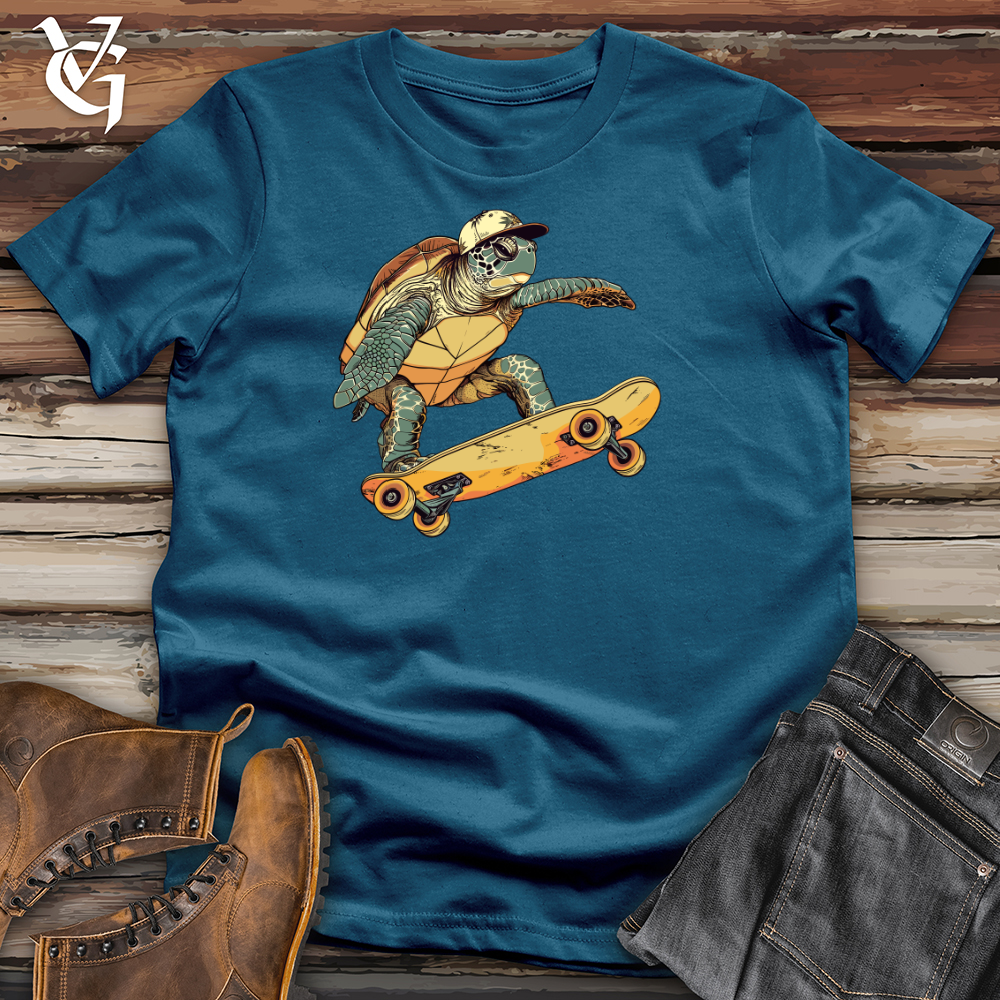 Viking Goods Turtle Skateboarder Groove Cotton Tee Deep Teal / L