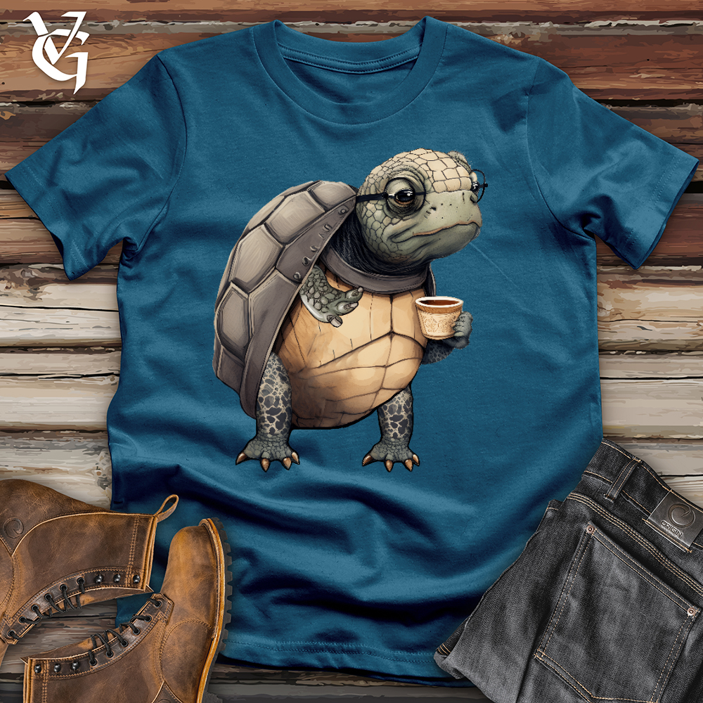 Viking Goods Turtle Tea Time Cotton Tee Deep Teal / L