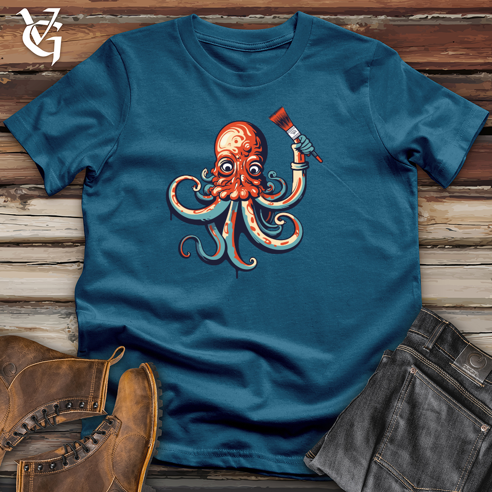 Viking Goods Vintage Artistic Octo Cotton Tee Deep Teal / L