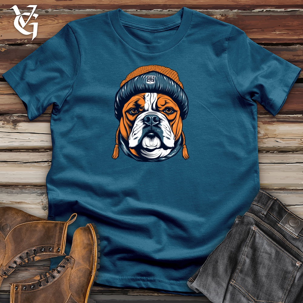 Viking Goods Vintage Beanie Wearing Bulldog Cotton Tee Deep Teal / L