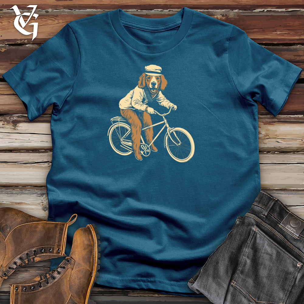 Viking Goods Vintage Bike Riding Golden Cotton Tee Deep Teal / L