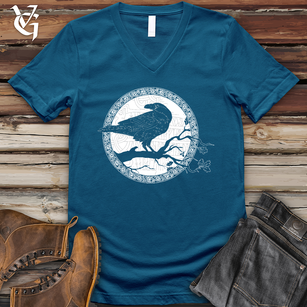 Viking Goods White Raven Winter V- Neck Tee Deep Teal / L