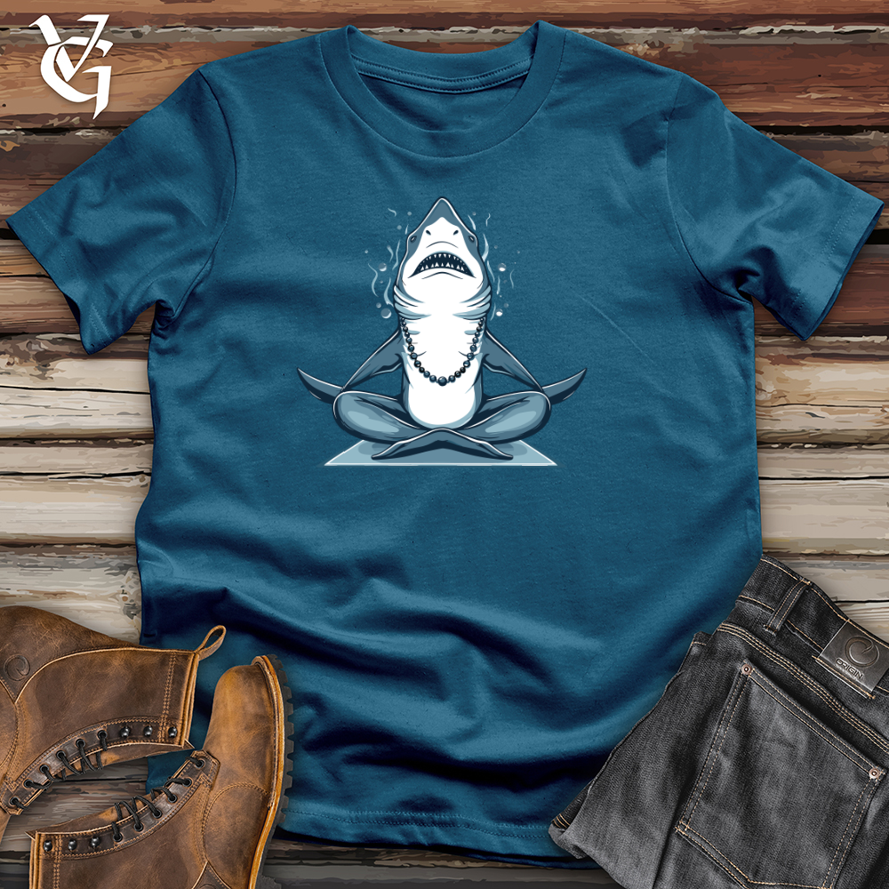 Viking Goods Zen Shark Meditation Cotton Tee Deep Teal / L
