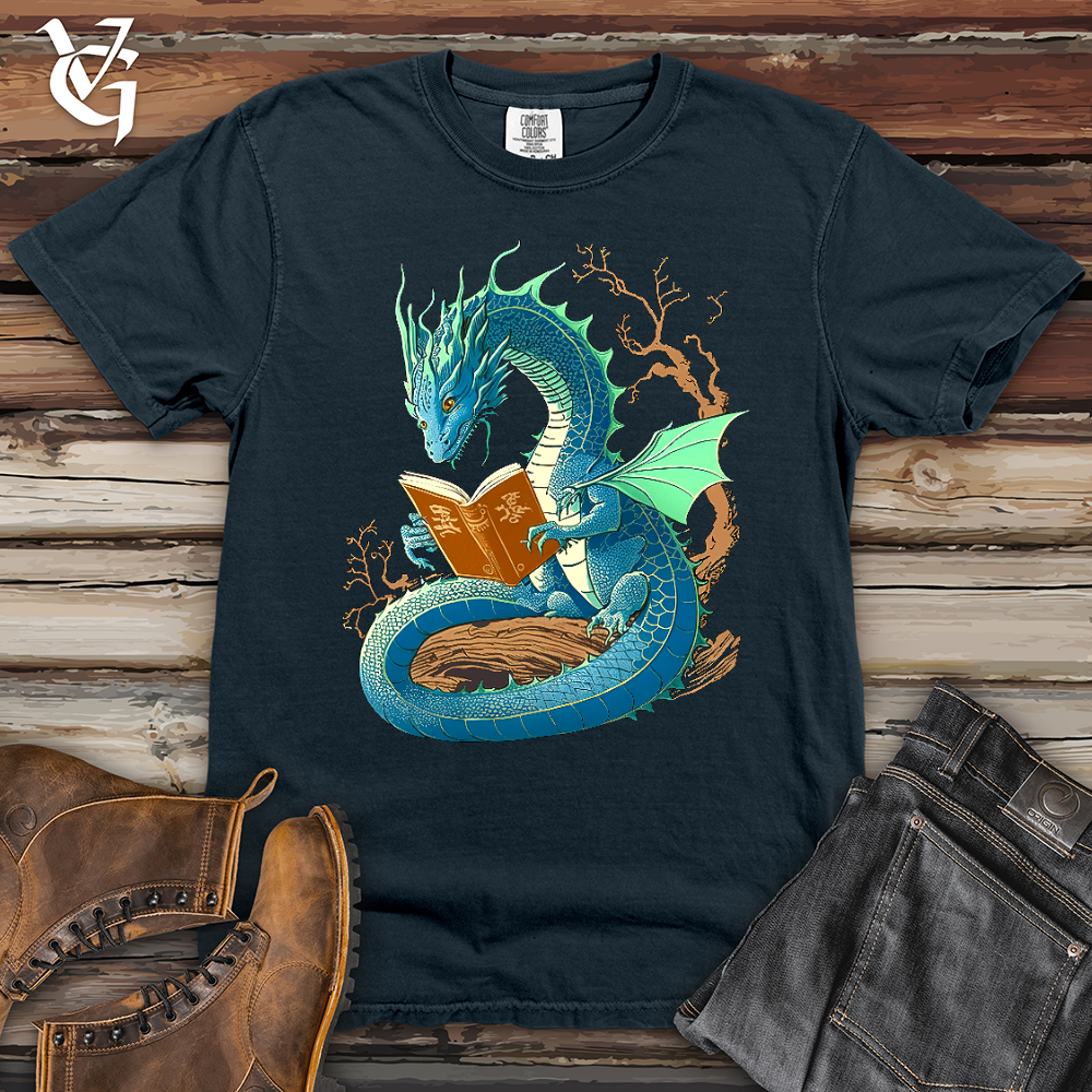 Viking Goods Dragon Book Worm Heavy Cotton Comfort Colors Tee Denim / L