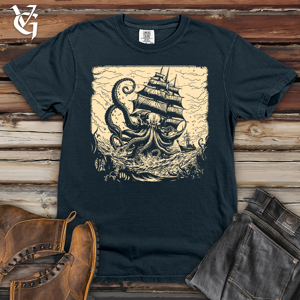 Viking Goods Kraken At Sea Heavy Cotton Comfort Colors Tee Denim / L