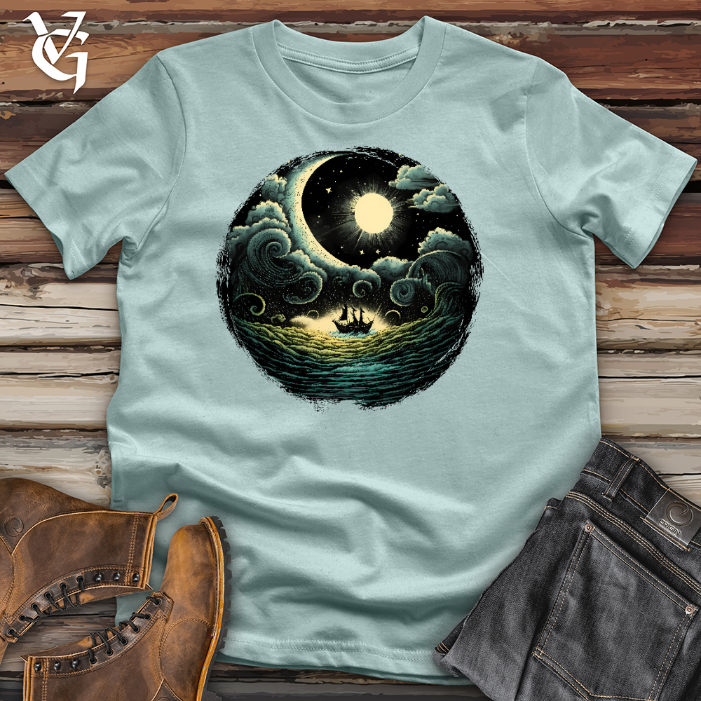 Viking Goods A Boat In The Sea Cotton Tee Dusty Blue / L