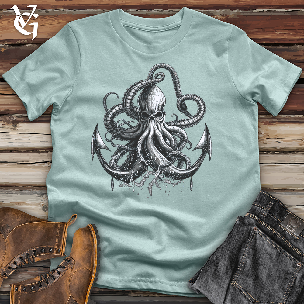 Viking Goods Anchored Octopus Cotton Tee Dusty Blue / L