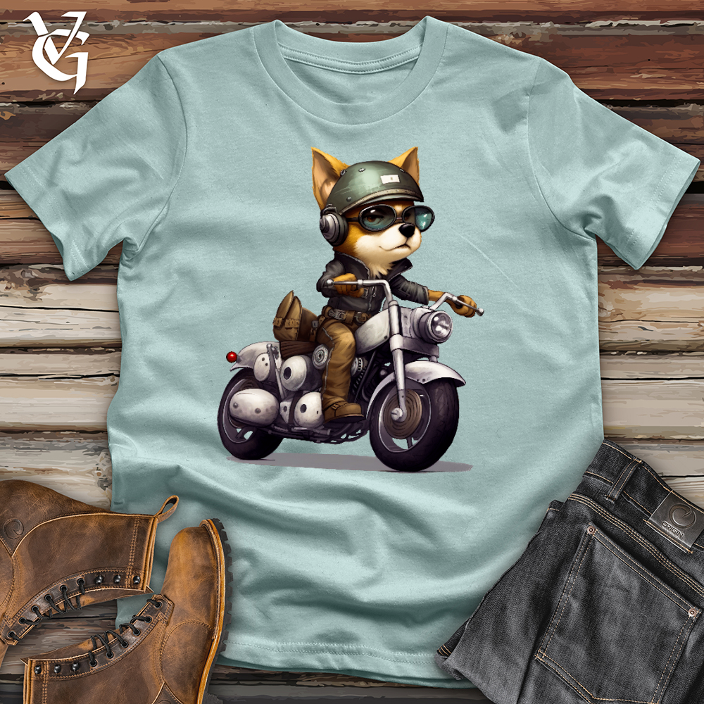 Viking Goods Biker Dog Cotton Tee Dusty Blue / L