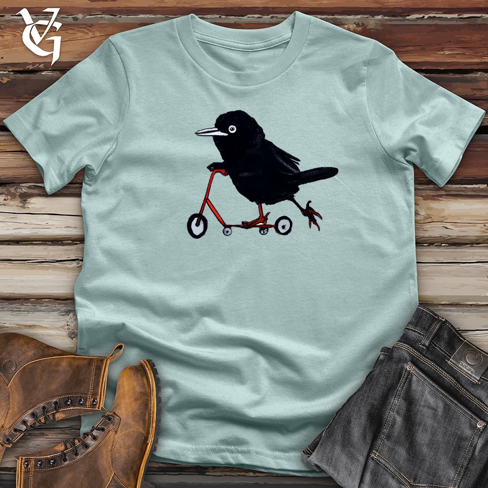 Viking Goods Crow Riding Scooter Cotton Tee Dusty Blue / L