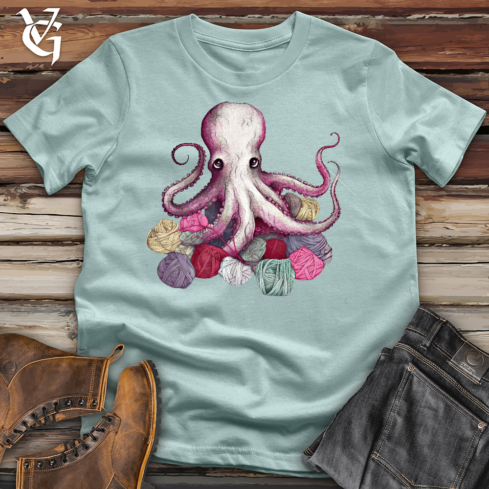 Viking Goods Knitting Octopus Cotton Tee Dusty Blue / L