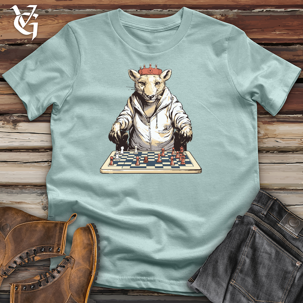 Viking Goods Mouse Playing Chess Cotton Tee Dusty Blue / L