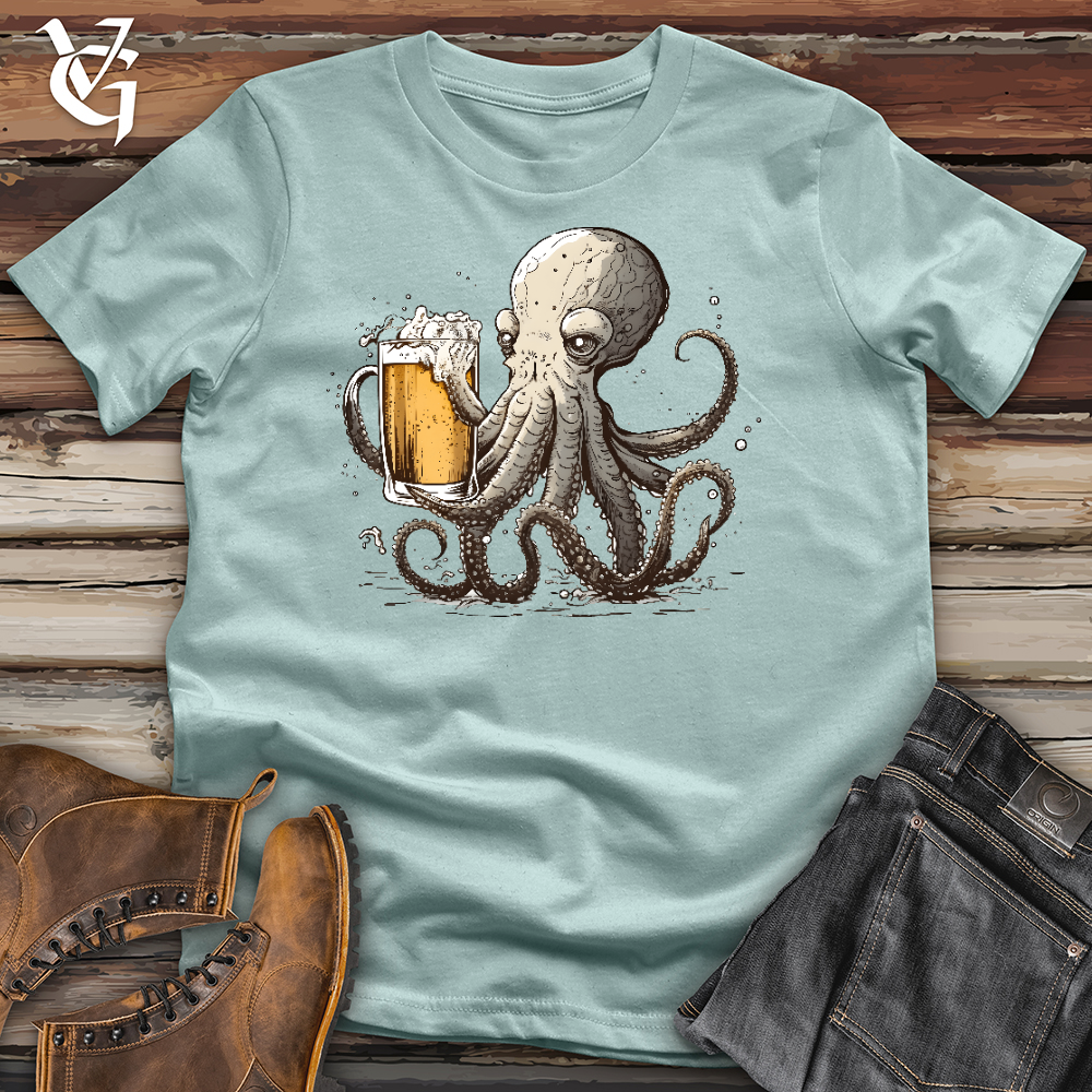 Viking Goods Octopus Happy Hour Cotton Tee Dusty Blue / L