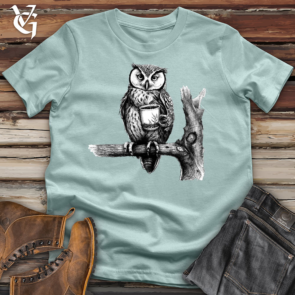 Viking Goods Owl Brew Cotton Tee Dusty Blue / L