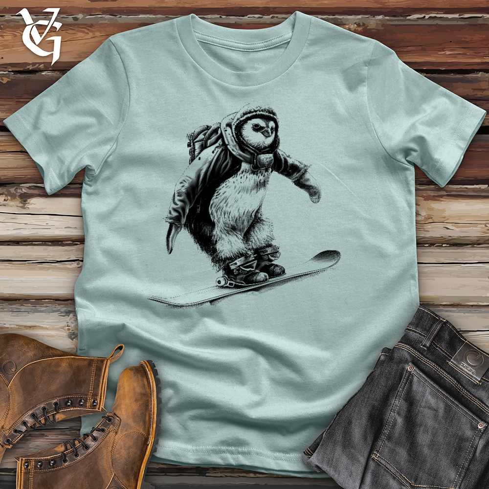 Viking Goods Penguin On Skates Cotton Tees Dusty Blue / L