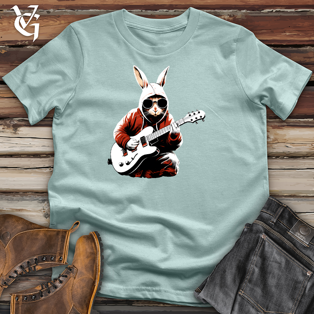 Viking Goods Rabbit Playing With Guitar Cotton Tee Dusty Blue / L