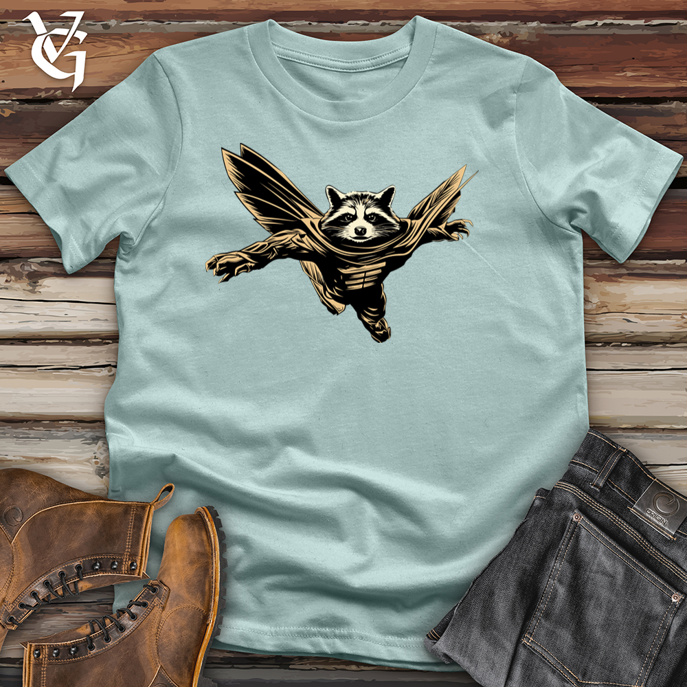 Viking Goods Retro Raccoon Aviator Cotton Tee Dusty Blue / L