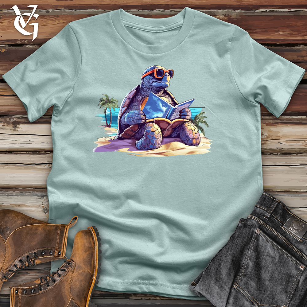 Viking Goods Sea Turtle Reading a Book Cotton Tee Dusty Blue / L