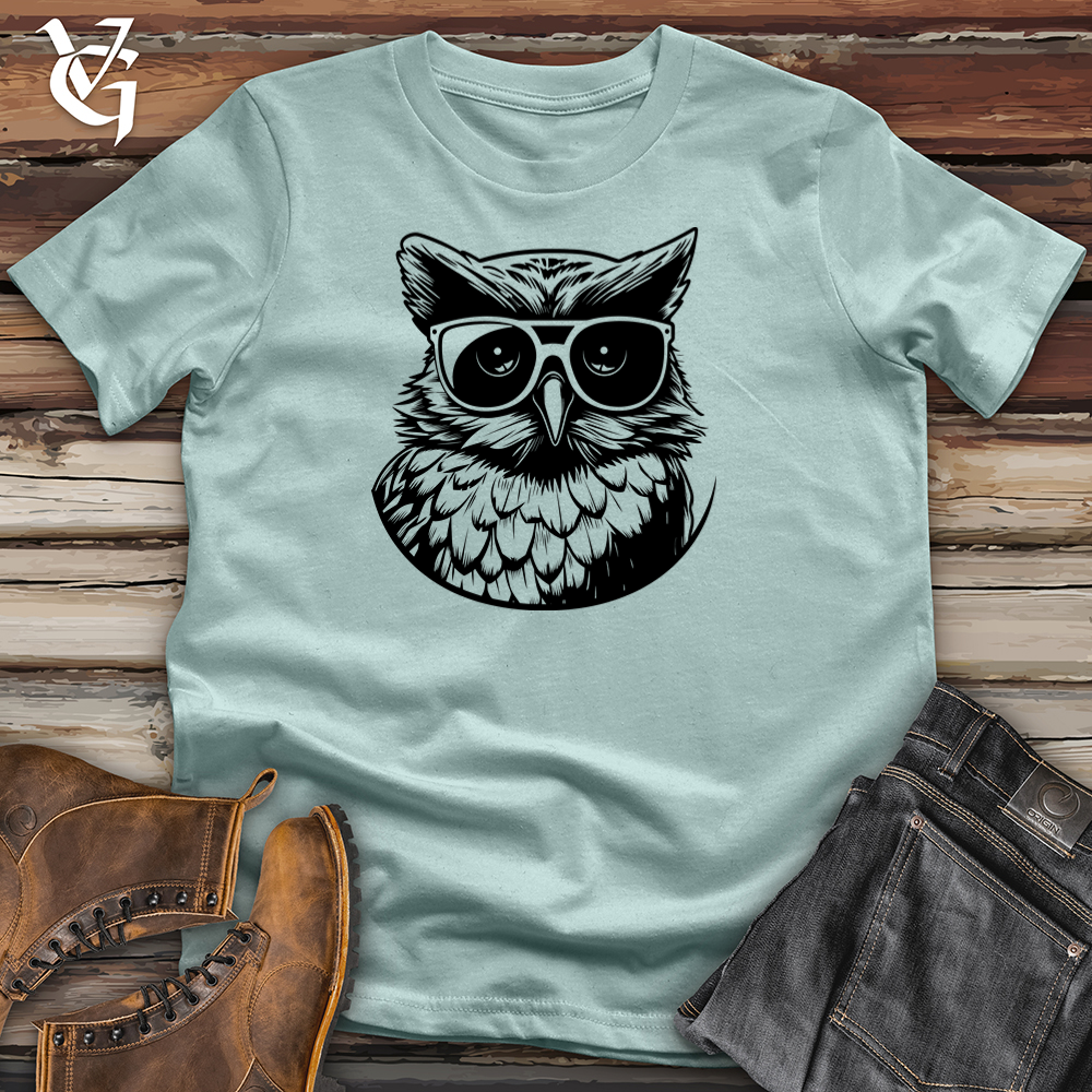 Viking Goods Skateboard Owl Cool Cotton Tee Dusty Blue / L