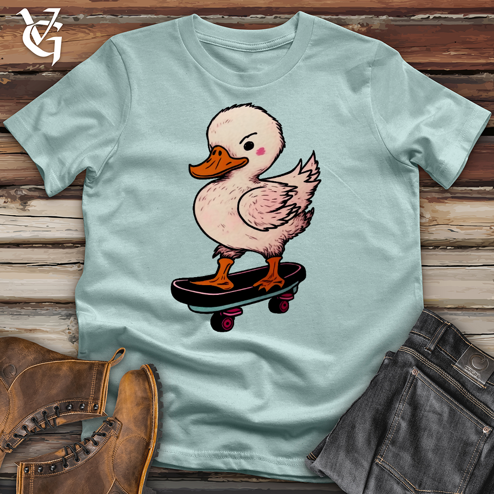 Viking Goods Skateboarding Duck Cotton Tee Dusty Blue / L