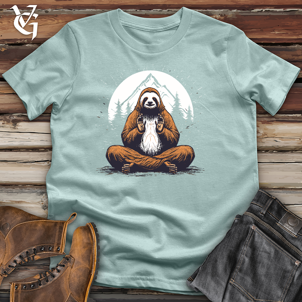 Viking Goods Sloth Doing Yoga Cotton Tee Dusty Blue / L